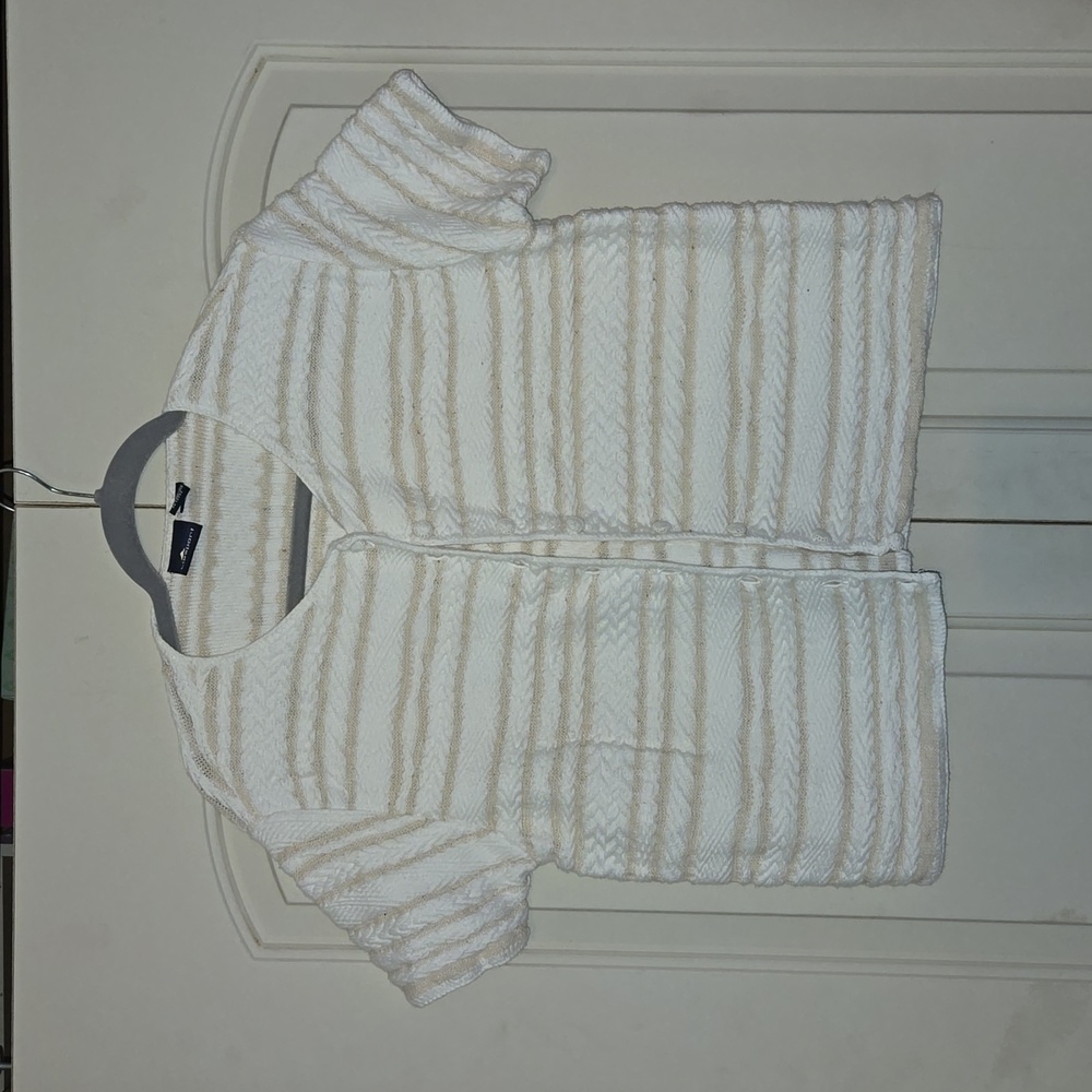 Lizsport Liz Claiborne Cardigan Tan & White Size Small
